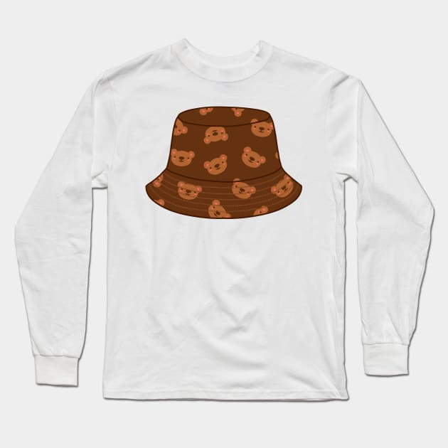 Bucket hat with bear pattern Long Sleeve T-Shirt by Nikamii